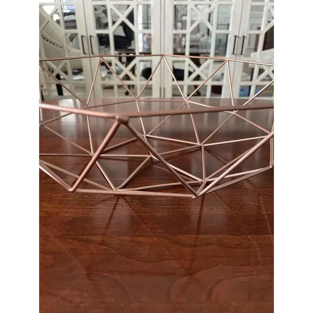 Modern Copper Geometric Metal Wire Basket